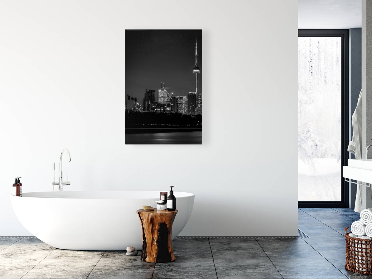 toronto skyline at night  vertical 417 Maple 13k. Reproduction