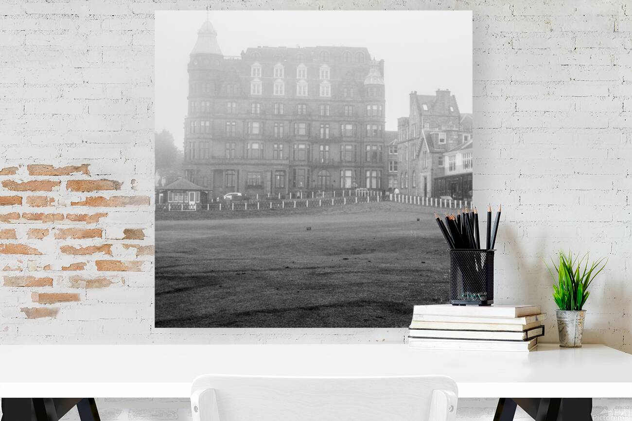 foggy 18th hole st andrews  square 4646 Kilrymont Reproduction
