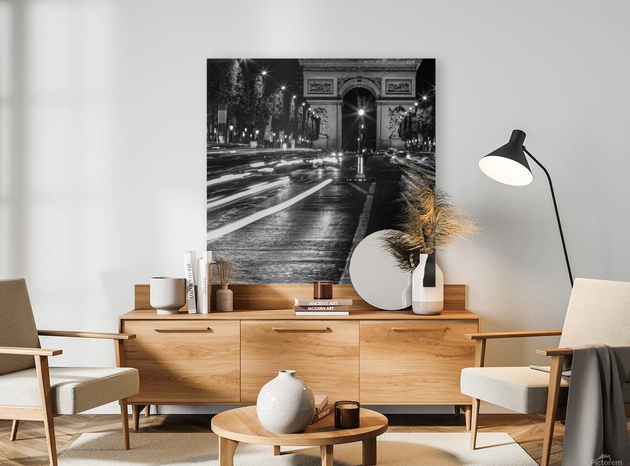 arc de triomphe on champs elysees at night  squar Reproduction