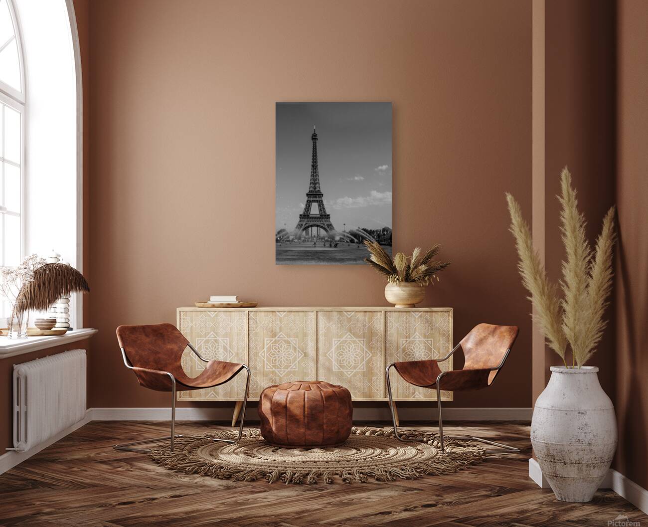 eiffel tower from trocadero gardens warsaw founta Reproduction