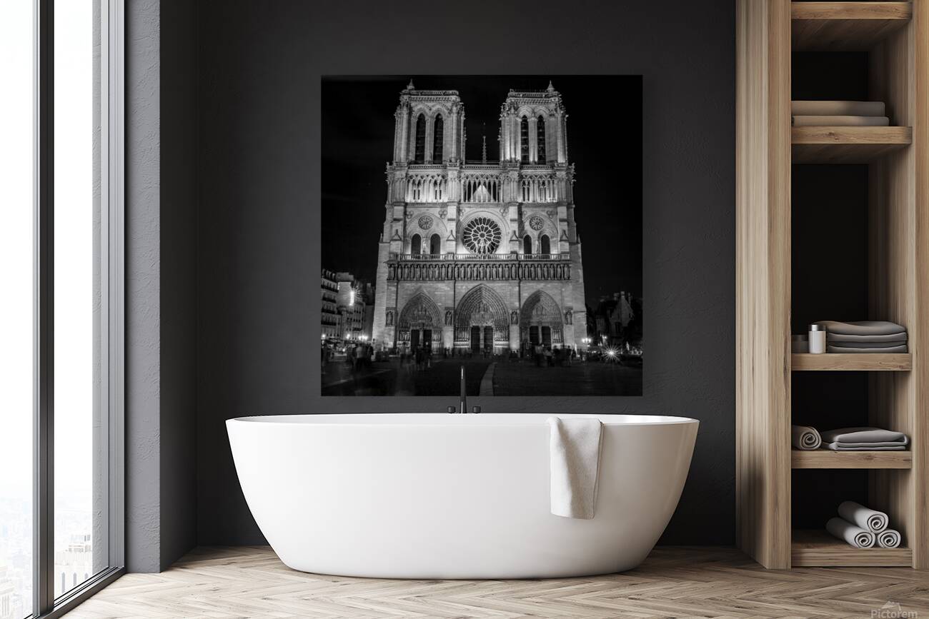 paris notre dame cathedral at night  square 3451 Reproduction