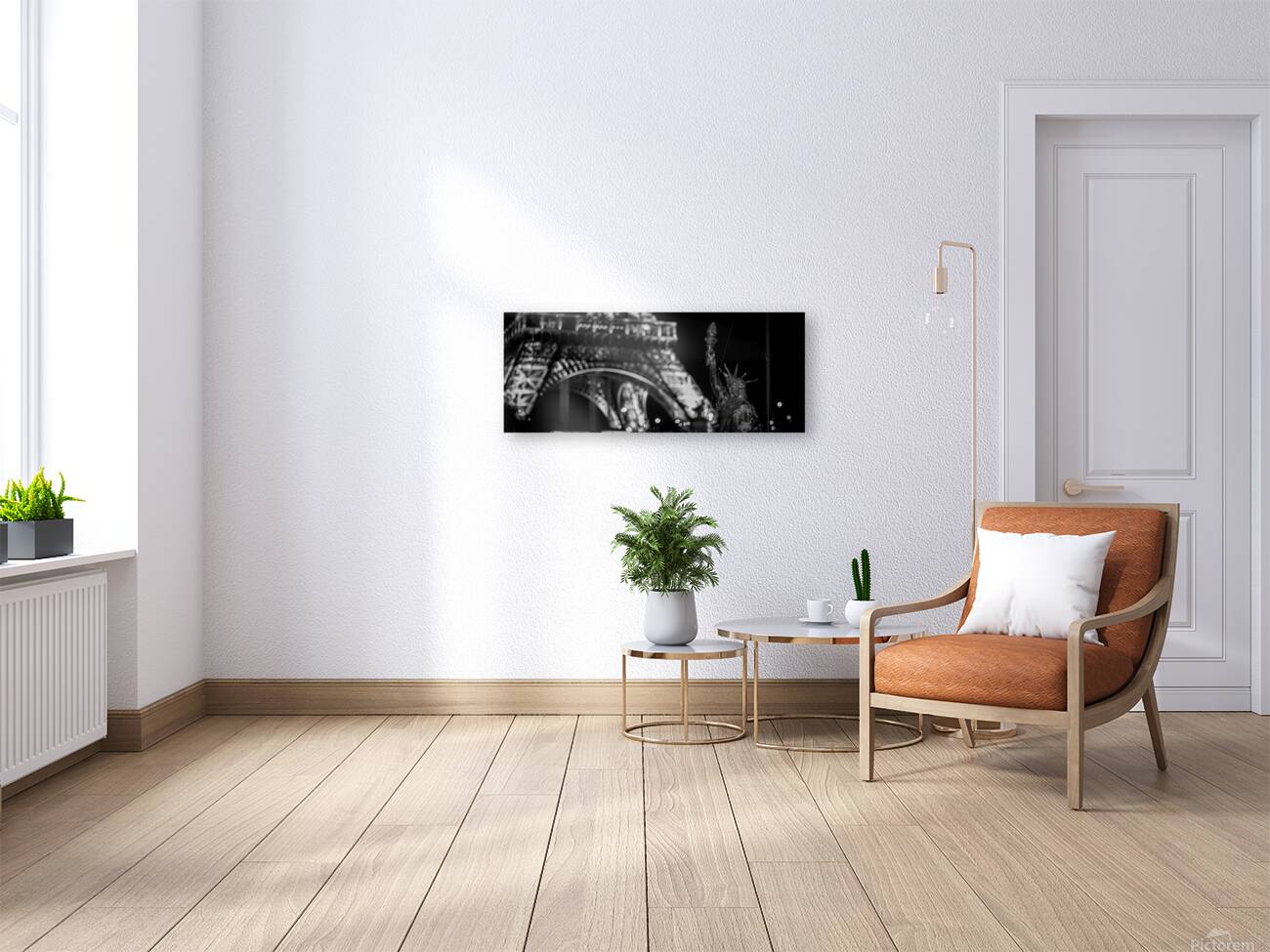 small statue of liberty on river seine  panoramic Reproduction