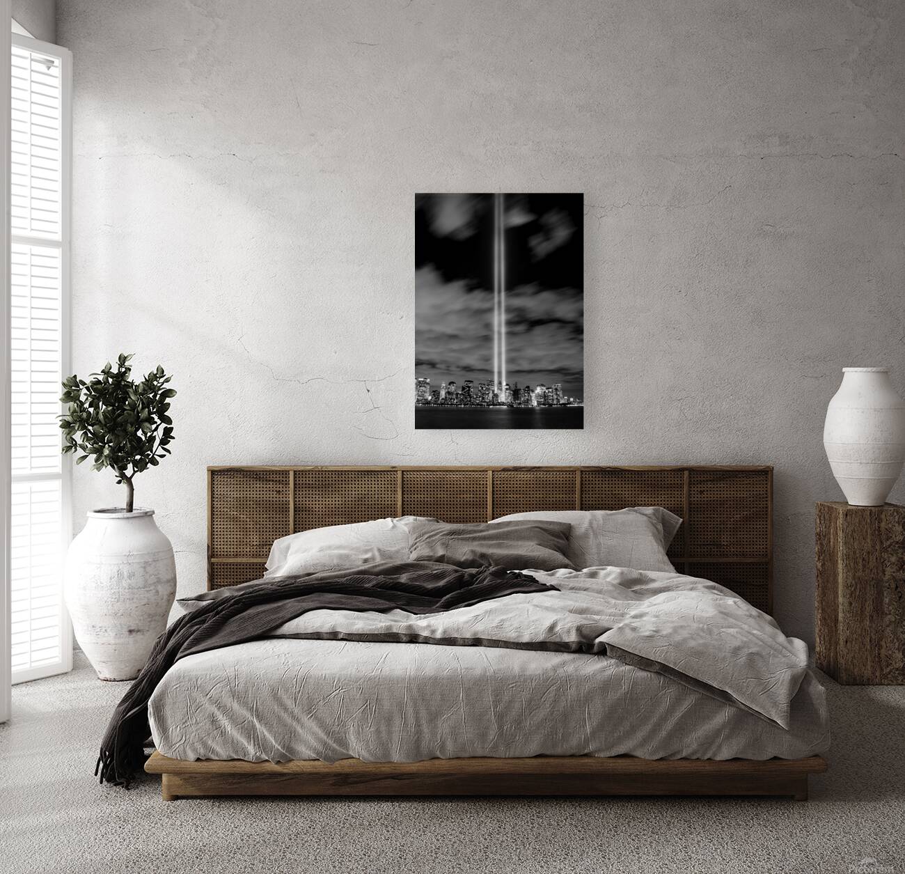 nyc skyline september 11 lights  vertical 388 Val Reproduction