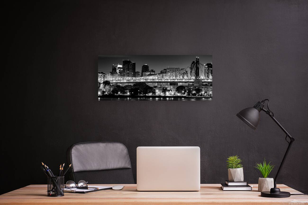 queensboro bridge at night  panoramic 1489 Queens Reproduction