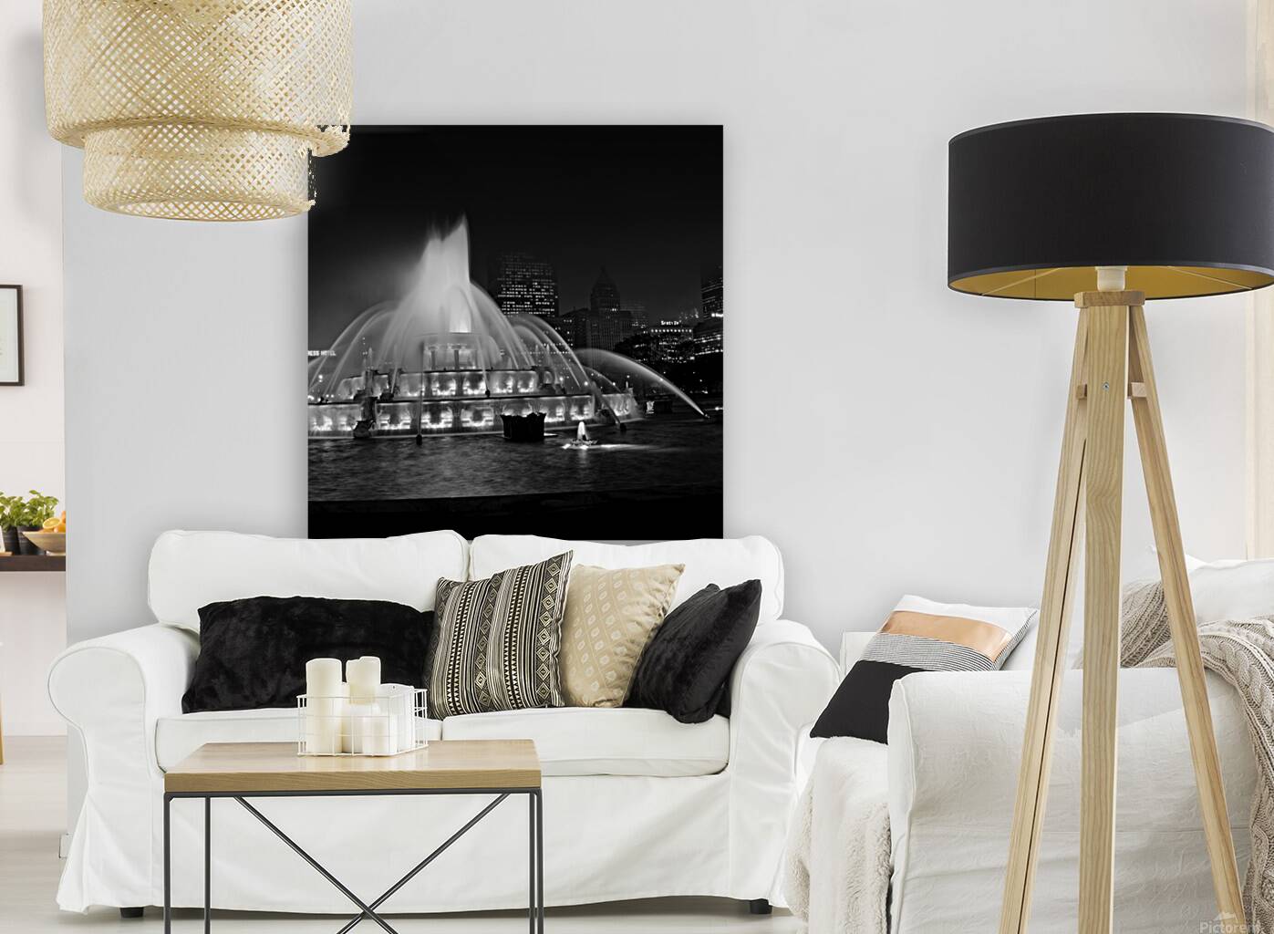 buckingham fountain at night grant park  square 5 Reproduction