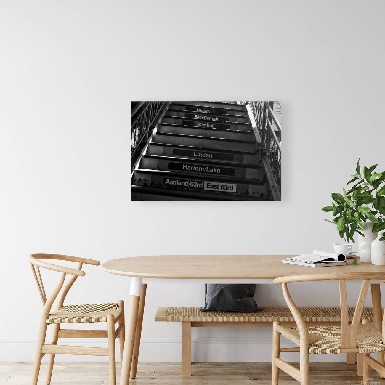 chicago L train stairs  horizontal 66 Kimball 13k Reproduction