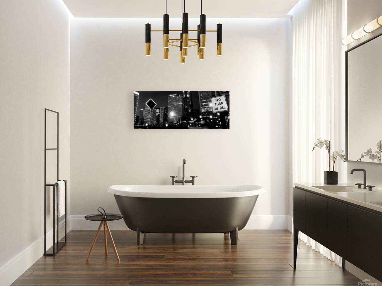 chicago skyline at night from columbus drive  pan Reproduction