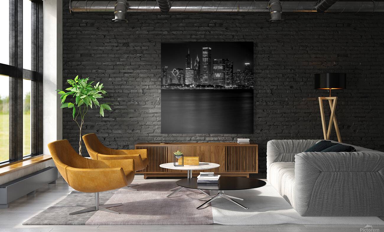 chicago skyline at night 2016 world series  squar Reproduction