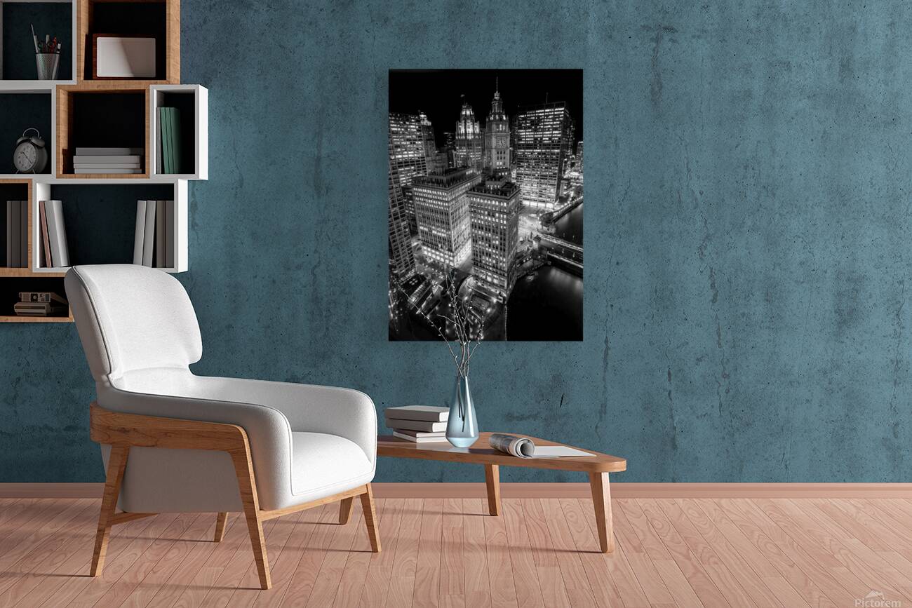 downtown chicago at night  vertical 2567 Deluxe 1 Reproduction
