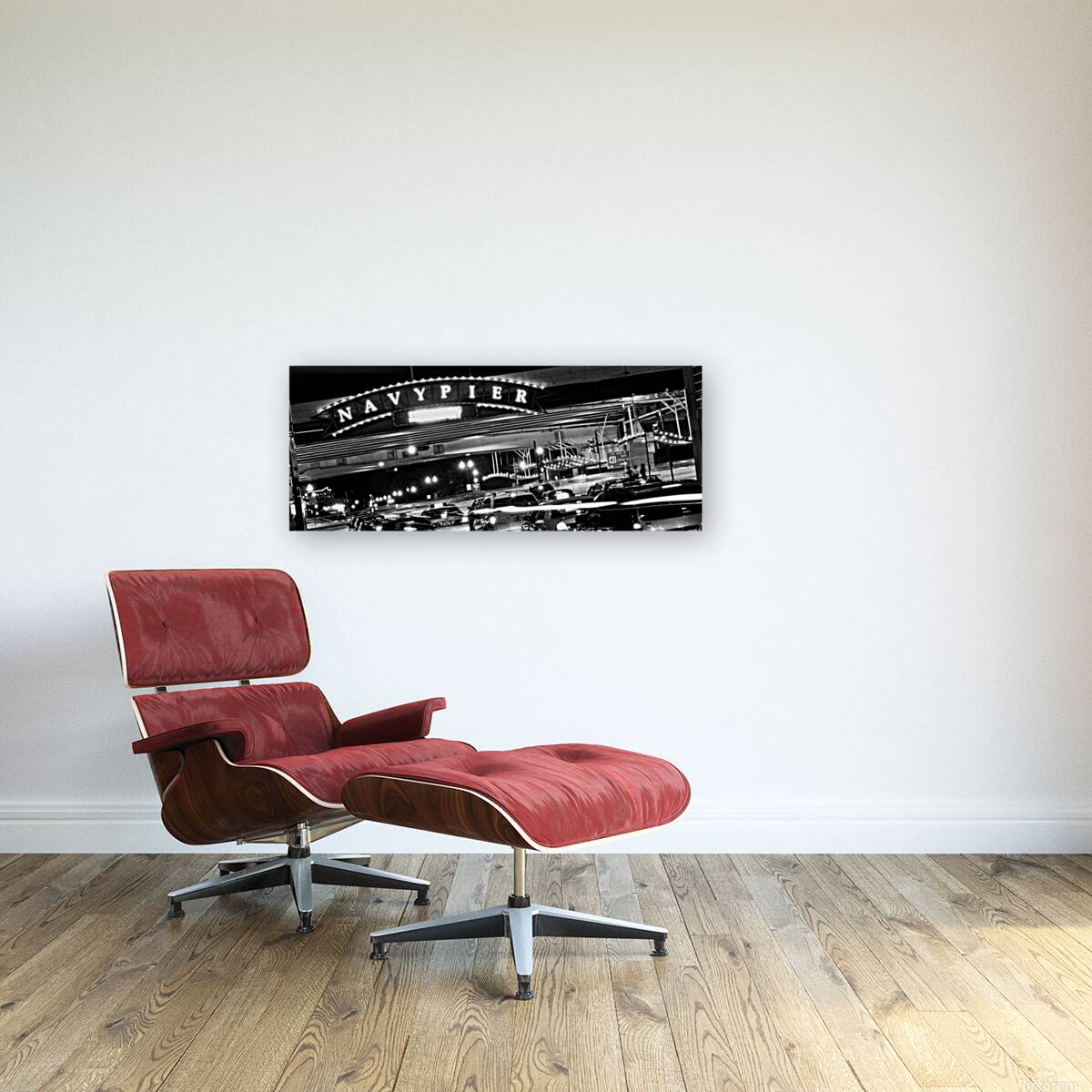 navy pier sign at night  panoramic 76 Pier 13k.jp Reproduction