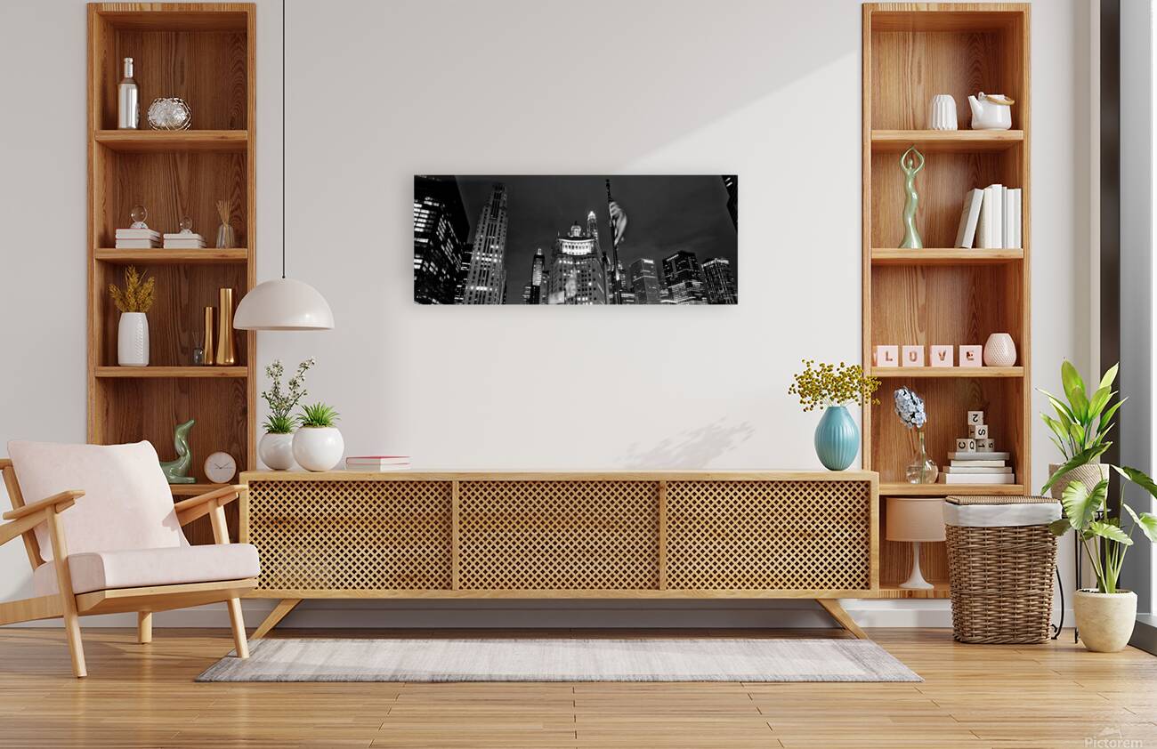 wacker drive and michigan avenue at night  panora Reproduction