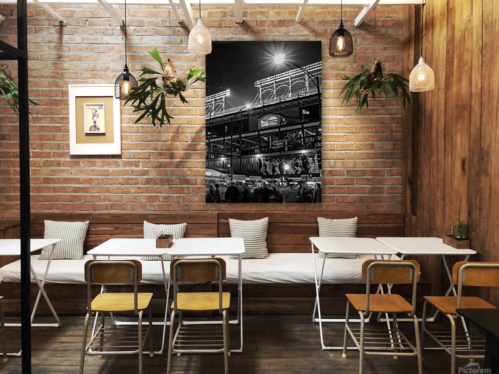 wrigley field at night  vertical 3078 Sheffield 1 Reproduction