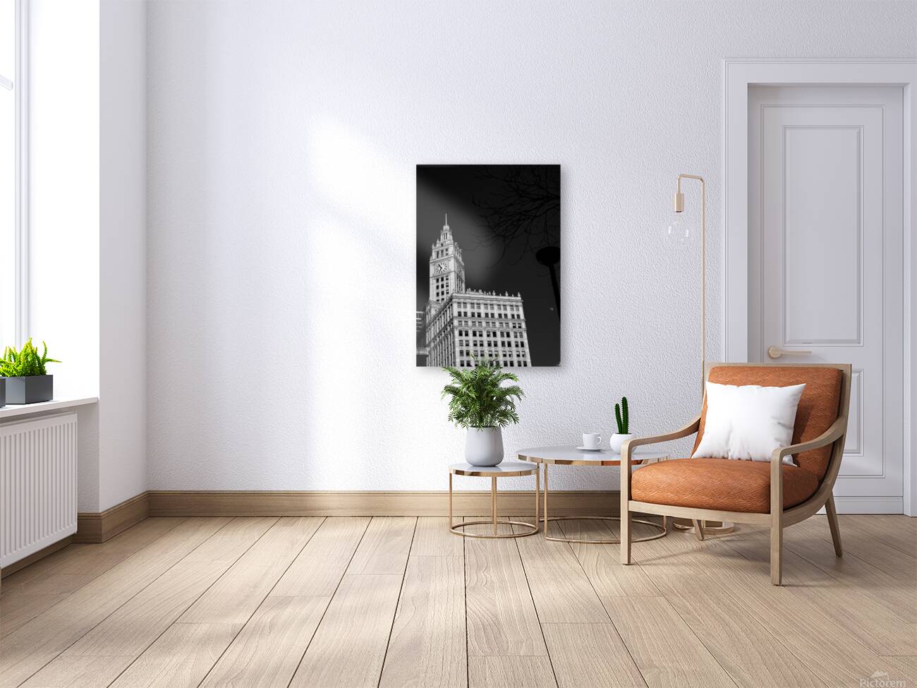 wrigley building clock  vertical 49 654 13k Reproduction