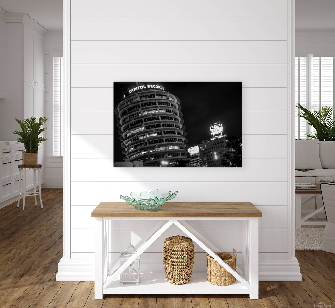 capitol records building at night  horizontal 259 Reproduction