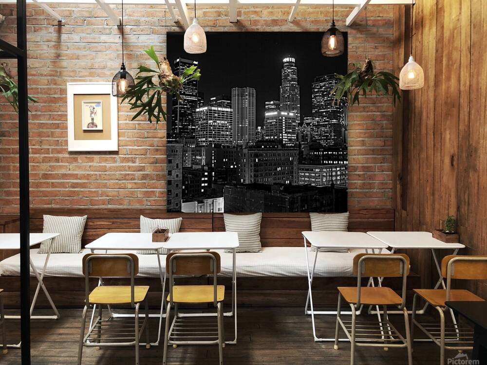 downtown LA city skyline at night  square 2602 On Reproduction