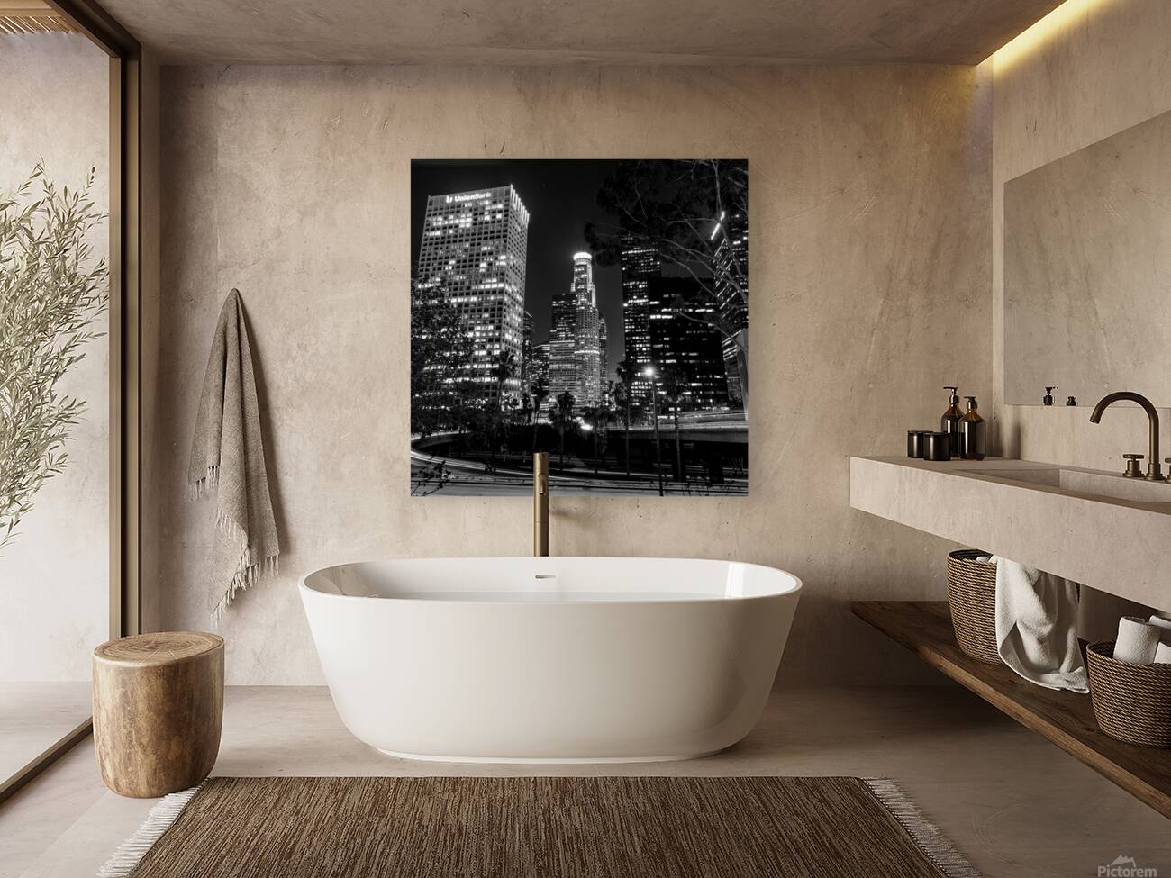 downtown LA at night  square 2157 Downtown 13k.jp Reproduction