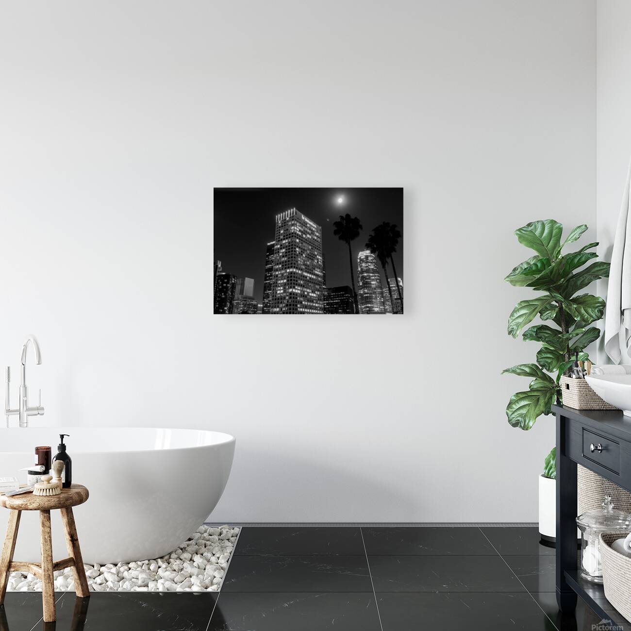 full moon over downtown los angeles  horizontal 2 Reproduction