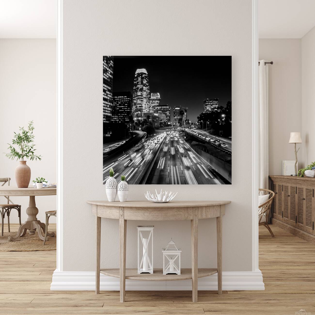los angeles skyline harbor freeway  square 215 Fr Reproduction
