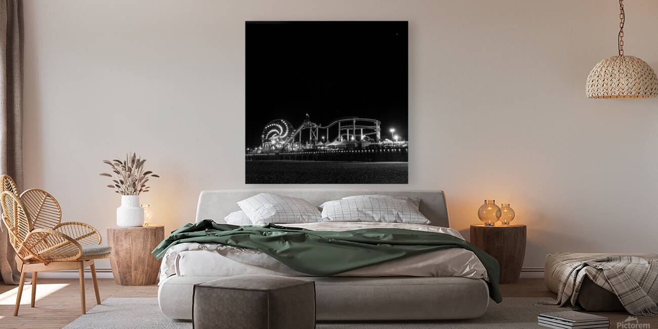 santa monica pier at night  square 2756 Spiral 13 Reproduction