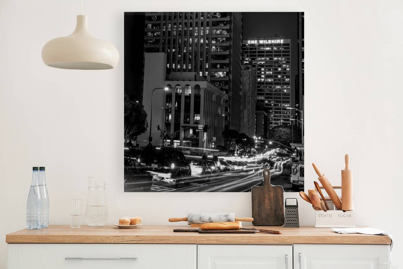 wilshire boulevard and figueroa at night  square Reproduction