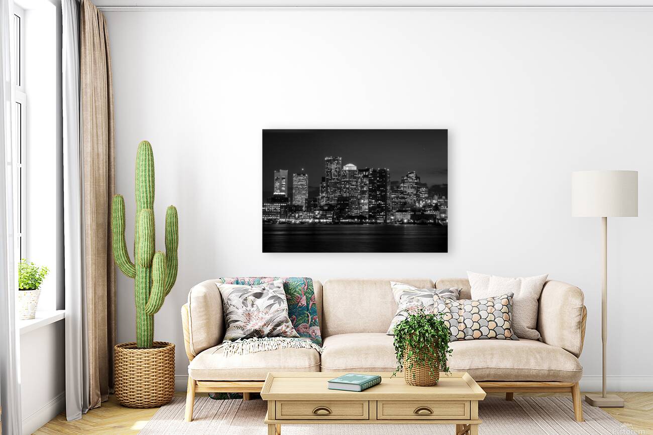 boston skyline night  horizontal 1249 Boston 13k. Reproduction