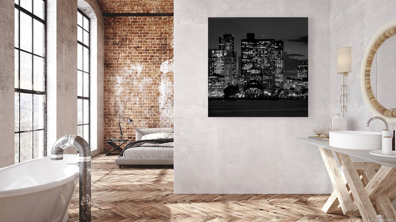 long wharf night from east boston piers  square 3 Reproduction