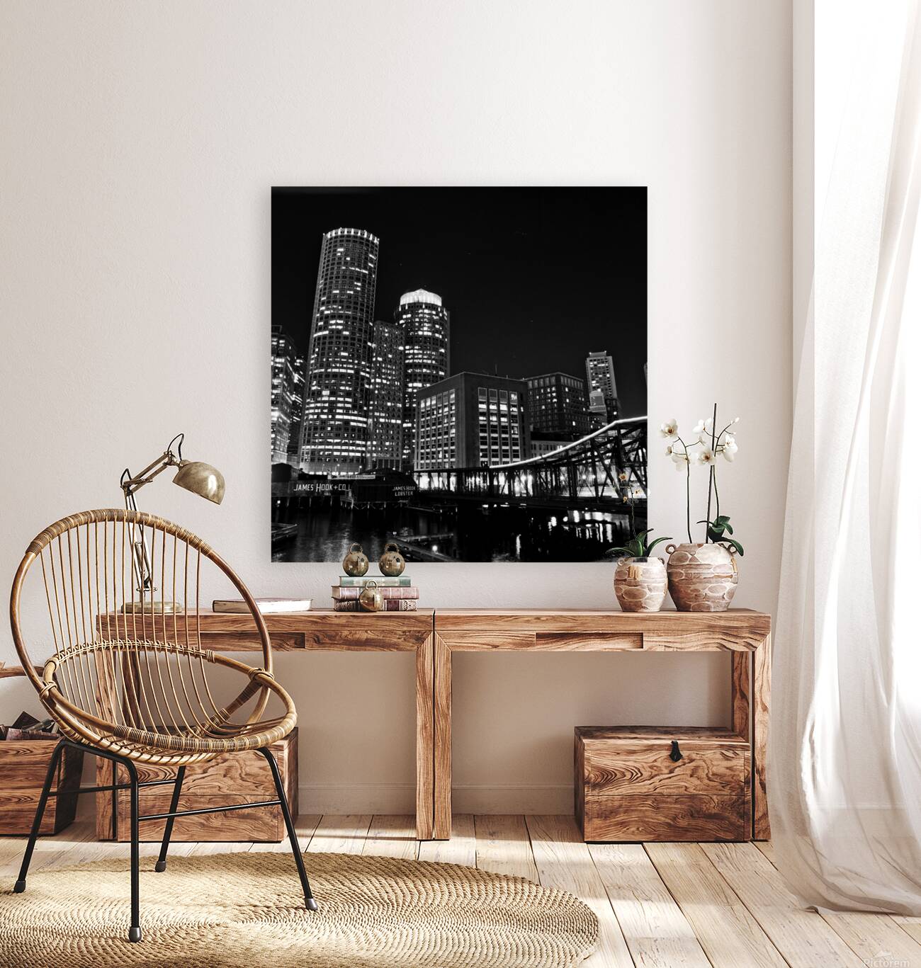downtown boston skyline at night  square 4501 Hoo Reproduction