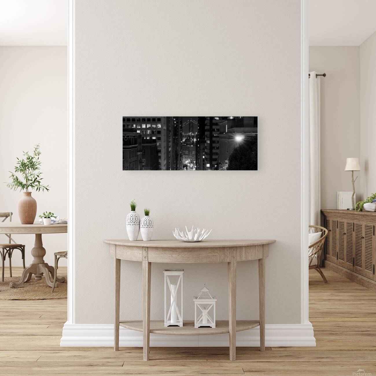 california street bay bridge night  panoramic 276 Reproduction