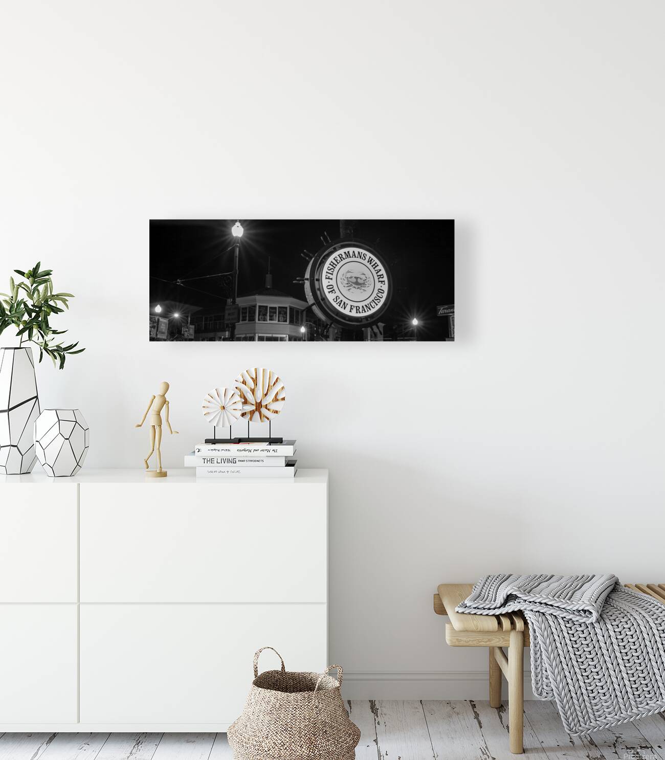 fishermans wharf night  panoramic 2825 Fisherman Reproduction