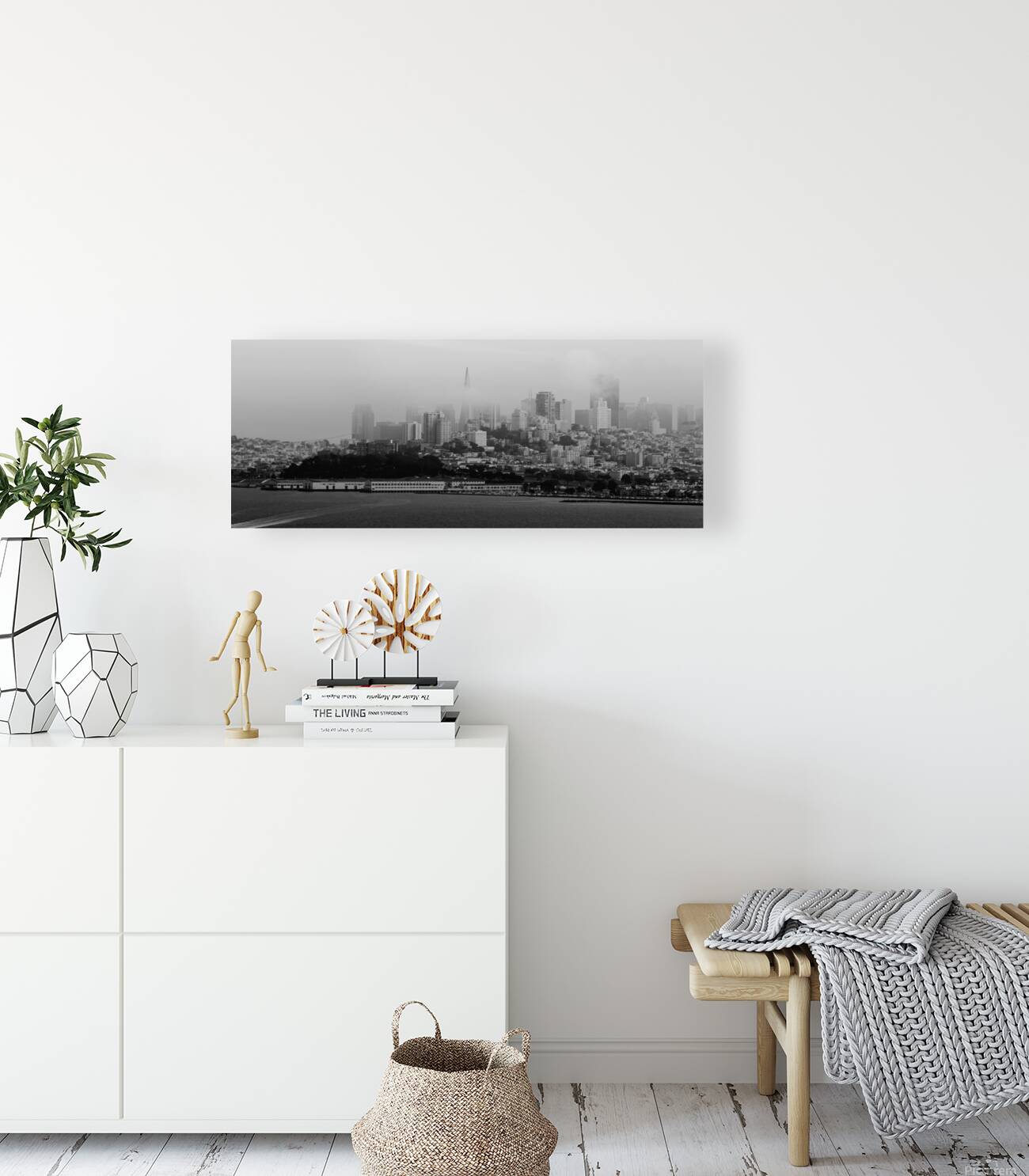 downtown san francisco under fog  panoramic 2836 Reproduction