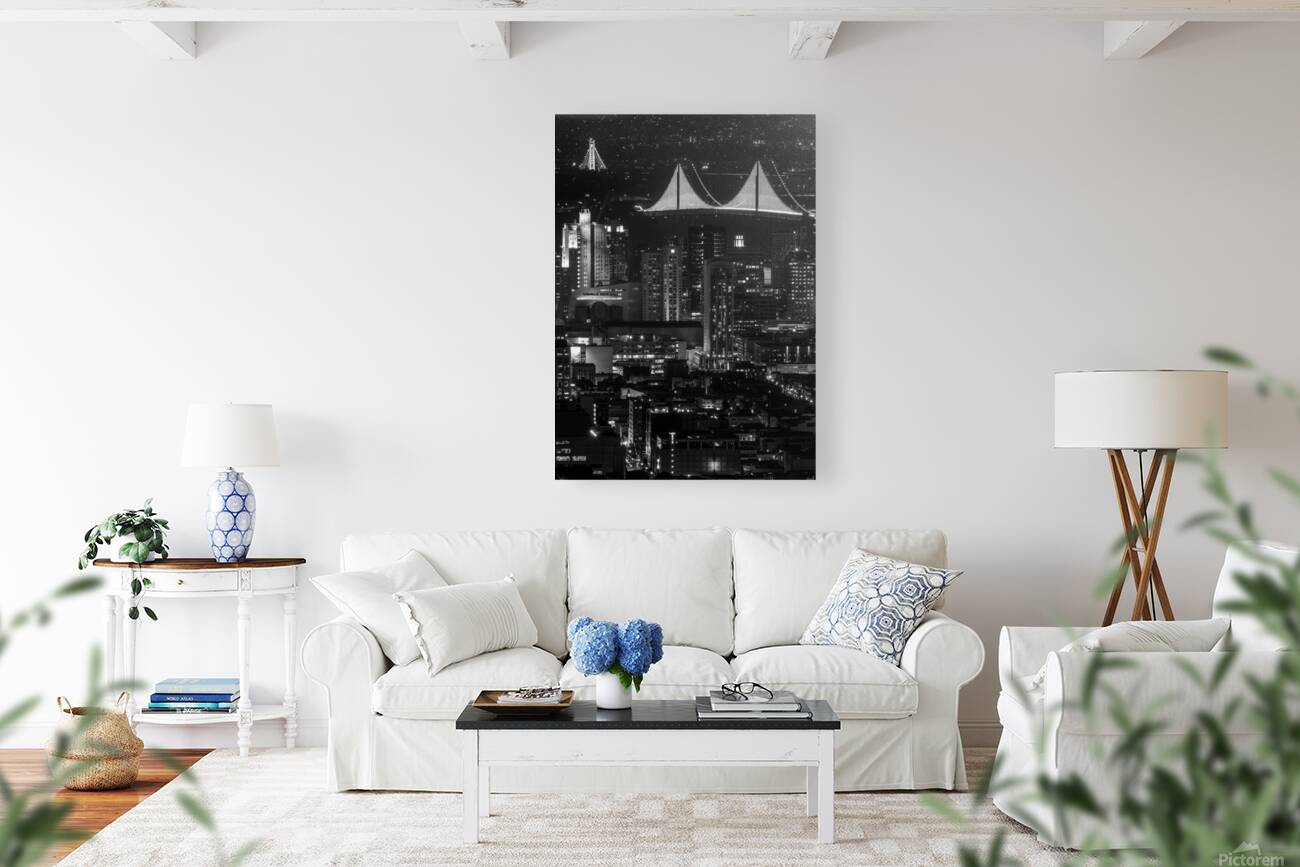 fully illuminated bay bridge night  vertical 2941 Reproduction