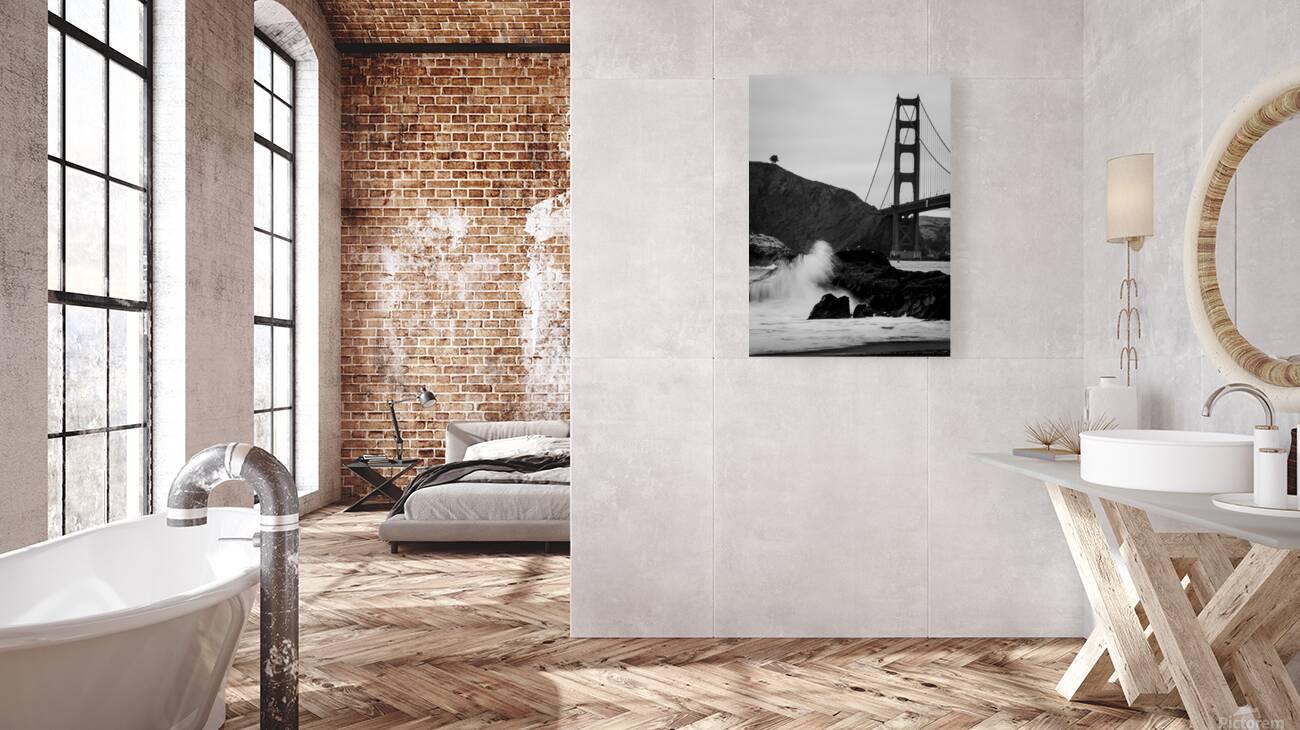lone tree overlooks golden gate bridge  vertical Reproduction