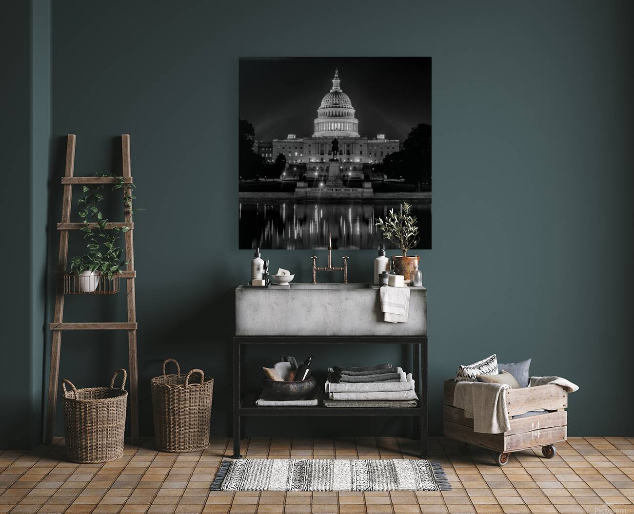 us capitol building at night  square 409 Symbol 1 Reproduction