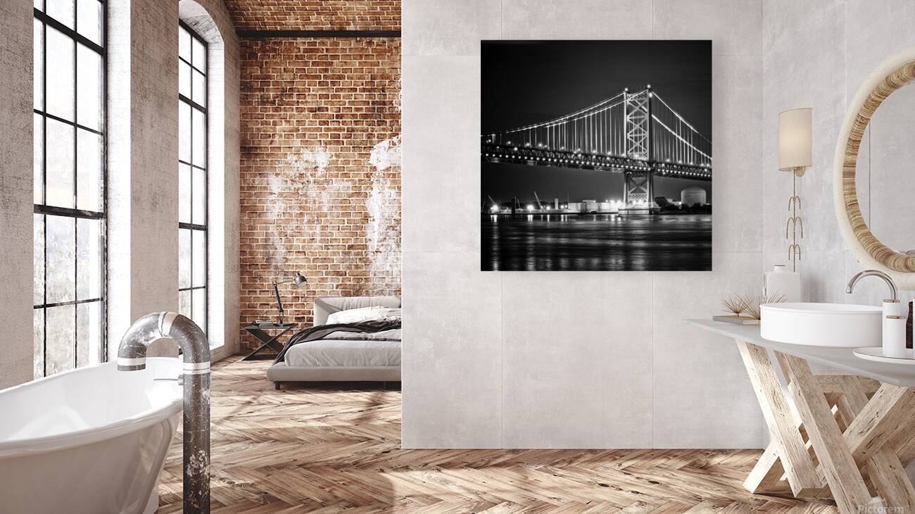 ben franklin bridge at night  square 459 Cranes 1 Reproduction