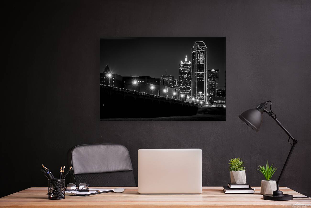 commerce street dallas texas at night  horizontal Reproduction