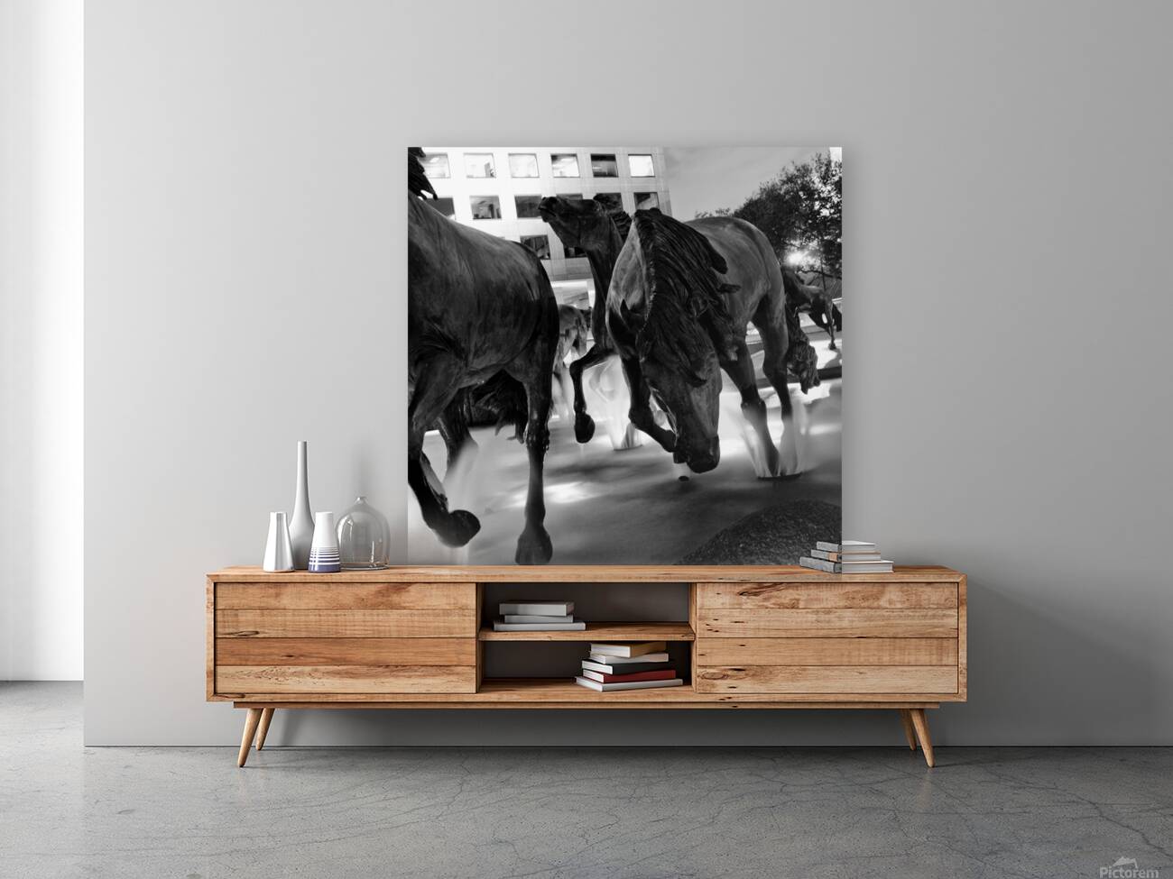 mustangs of las colinas at night  square 785 Must Reproduction