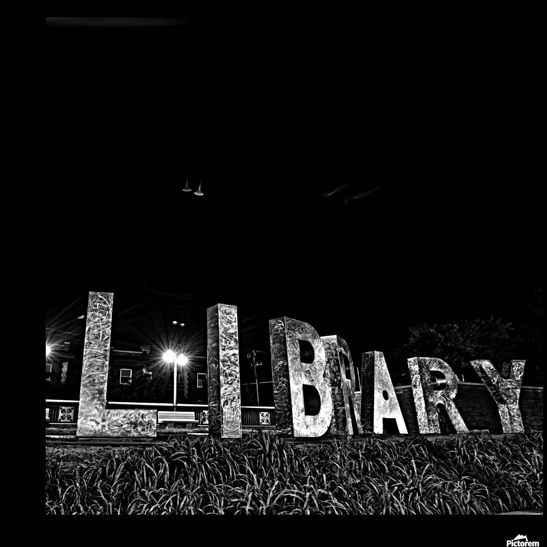walker library sign  square 1701 Library 13k Reproduction