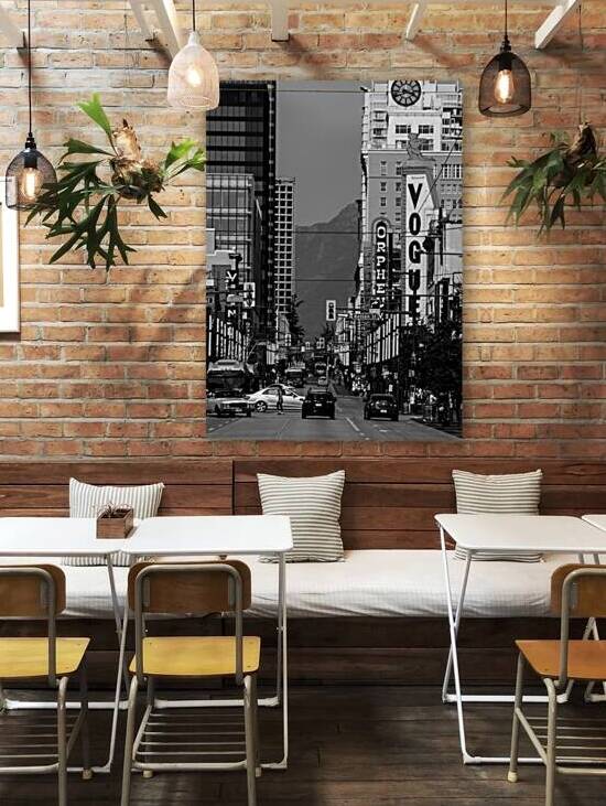 nelson and granville streets vancouver  vertical by Black And White