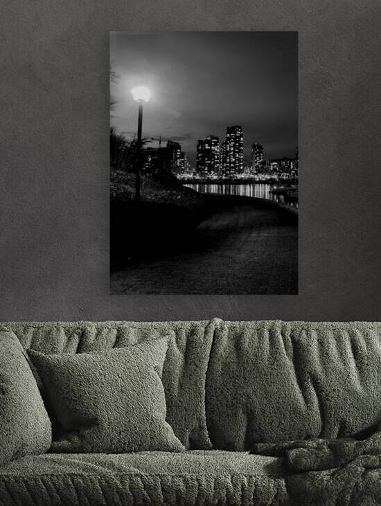 downtown vancouver bc skyline at night  vertical by Black And White