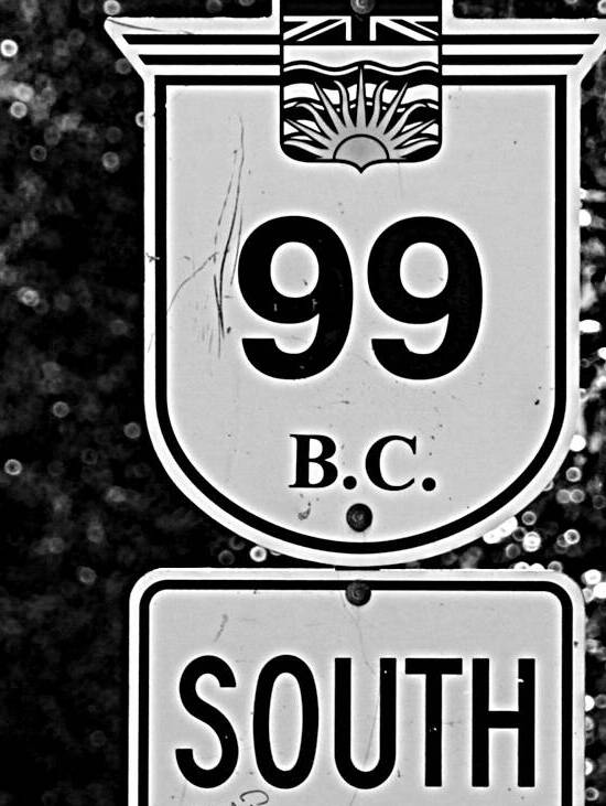 bc route 99 south sign  vertical 2638 NinetyNine by Black And White