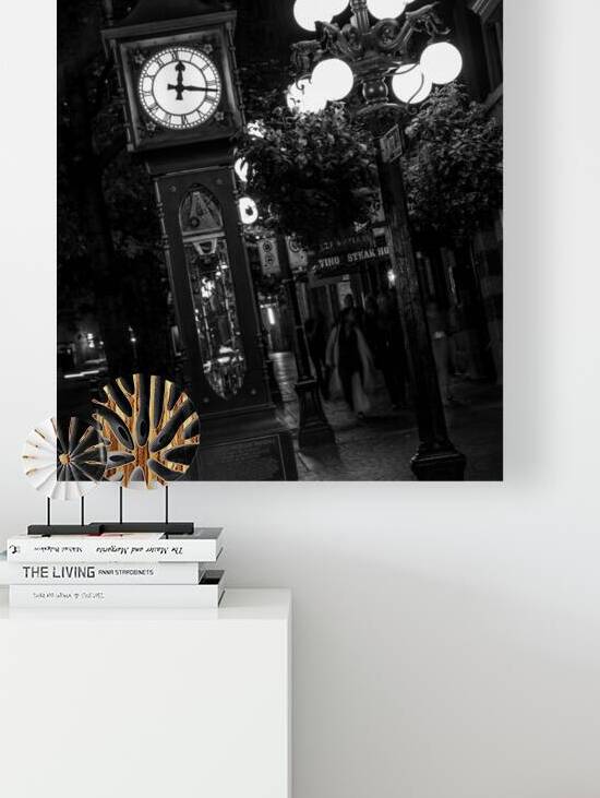 gastown steam clock at night  vertical 2632 Gasto by Black And White