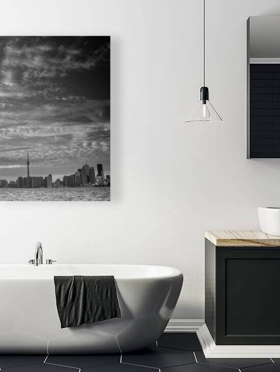 toronto skyline whispy clouds  vertical 424 Toron by Black And White