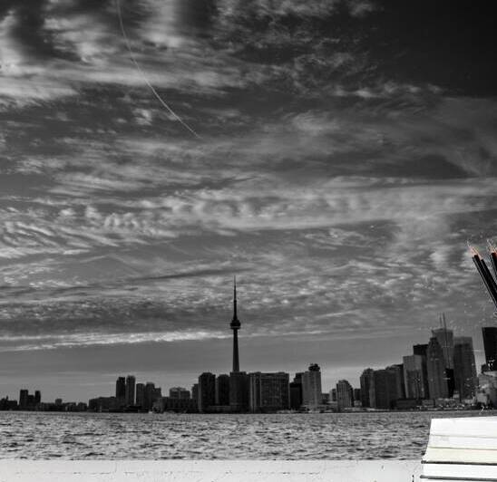 toronto skyline whispy clouds  square 424 Toronto by Black And White