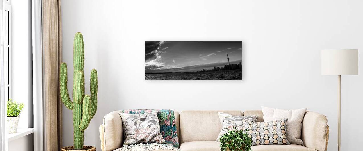 toronto skyline lake ontario shore  panoramic 419 by Black And White