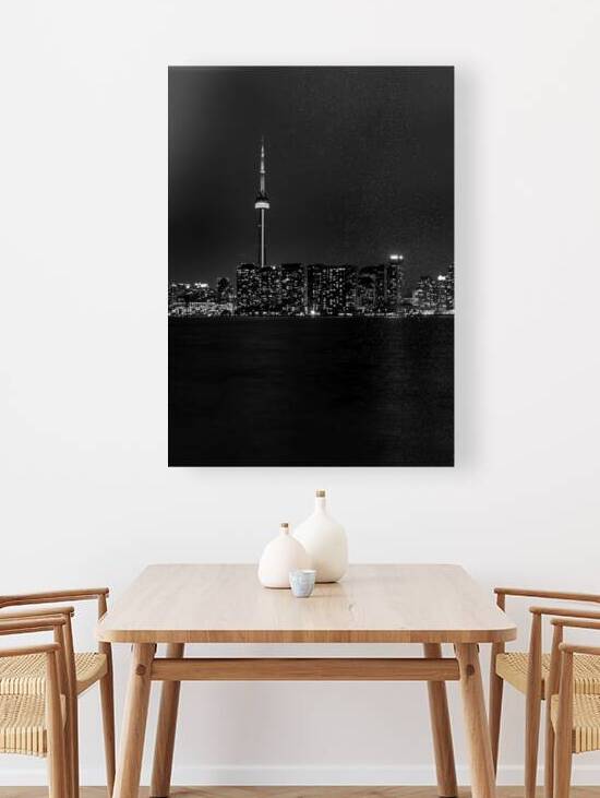 downtown toronto canada skyline at night  vertica by Black And White