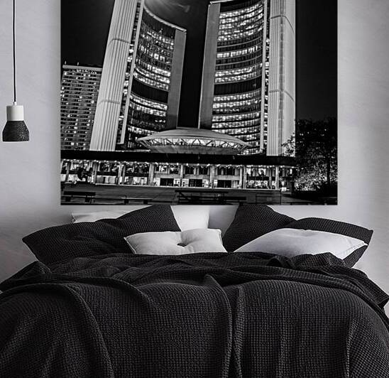 toronto city hall at night  square 3026 Ford 13k. by Black And White