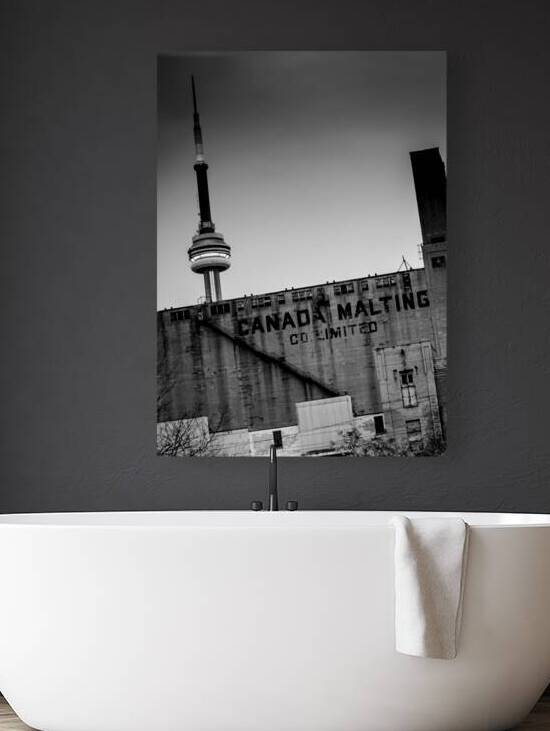 canada malting factory cn tower  vertical 416 Mal by Black And White