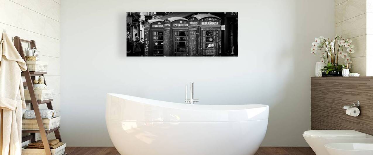 british phone booth  panoramic 4693 Telephones 13 by Black And White
