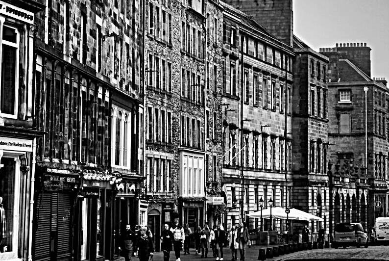 the royal mile old town edinburgh  horizontal 466 by Black And White