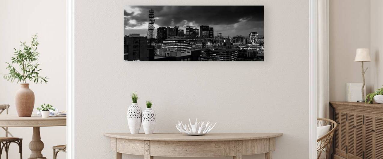 cape town south africa skyline at night  panorami by Black And White